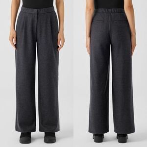 Eileen Fisher NWT Soft Wool Flannel Wide-Leg Pant in Charcoal Size XL
